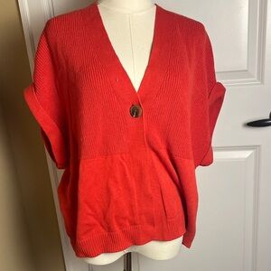 J. Jill Vibrant Red Cardigan with Button Accent